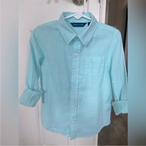 Oxford shirt long sleeve boys Poplin light turquoise light blue shirt size 4T
